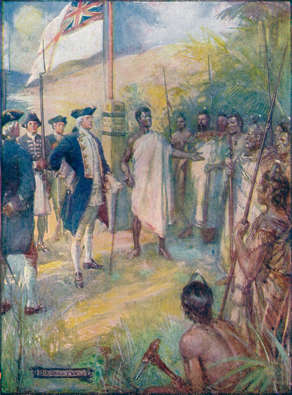 O cozinheiro disse aos maoris que ele viera estabelecer uma marca em suas ilhas, c1908, c1920. de Joseph Ratcliffe Skelton
