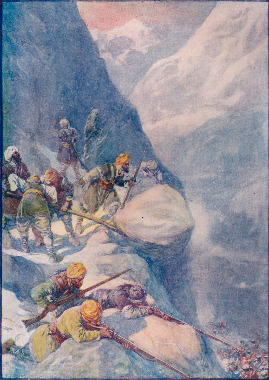 Esmagado pelos Rolling Stones, destruído por voleios de tiro de mosquete Os homens caíram em centenas, 1908, c1 de Joseph Ratcliffe Skelton
