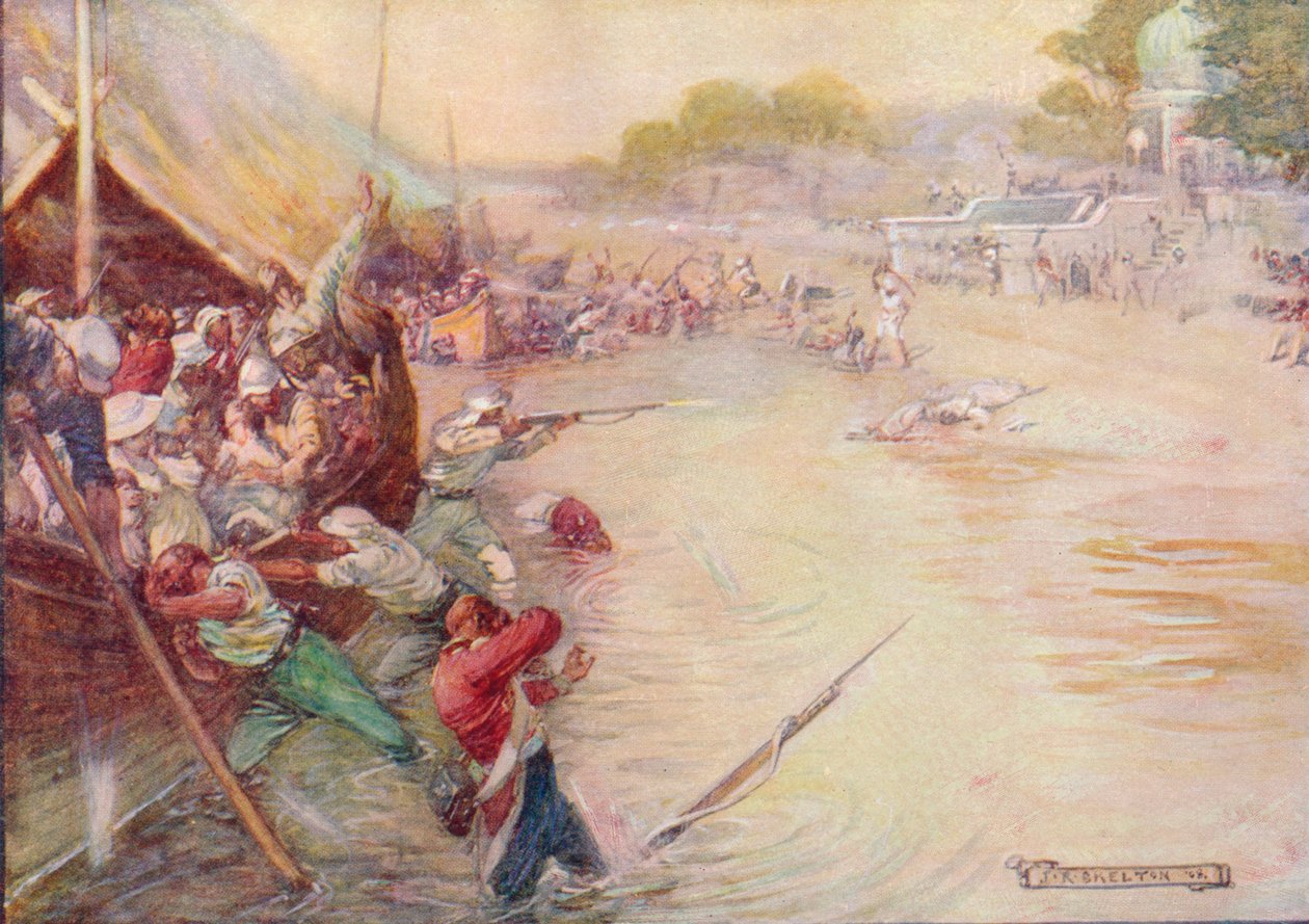 Os barcos presos na lama e eram uma marca fácil, 1908, c1920. de Joseph Ratcliffe Skelton