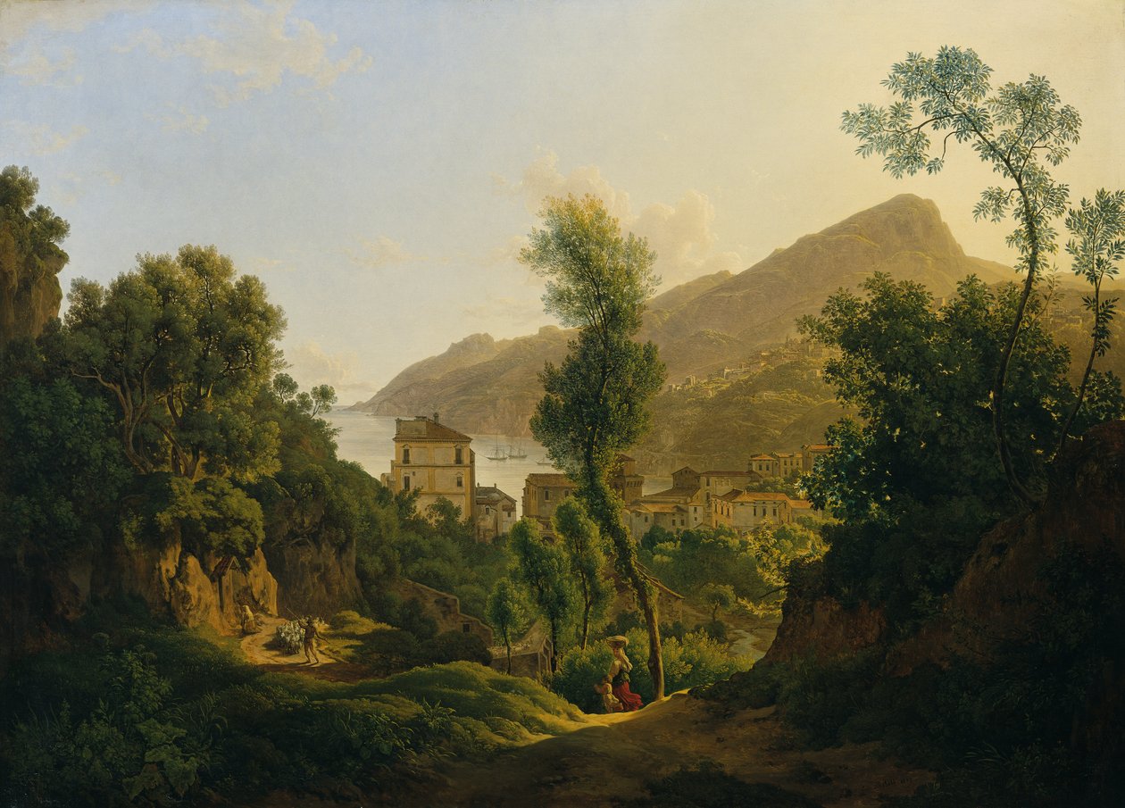 Vista da cidade de Vietri com vista para o Golfo de Salerno de Joseph Rebell