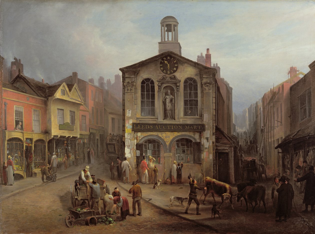 The Old Moot Hall, Leeds, c.1825 (óleo sobre tela) de Joseph Rhodes