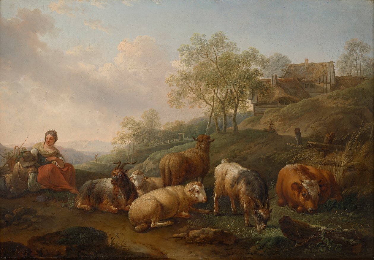Paisagem com gado pastando de Joseph Roos d. Ä.