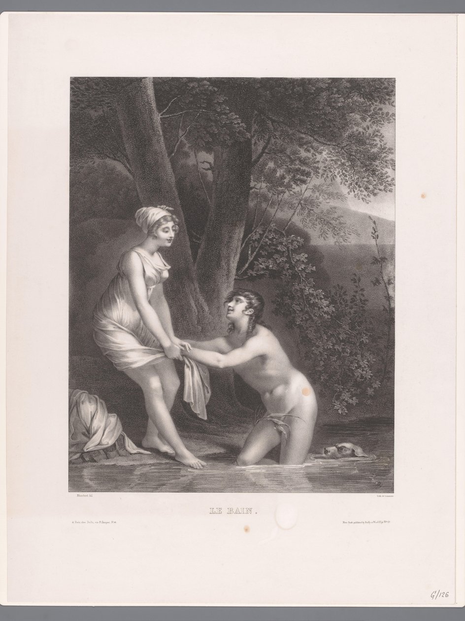 Daphnis e Chloe tomando banho Le Bain (título no objeto) de Joseph Rose Lemercier