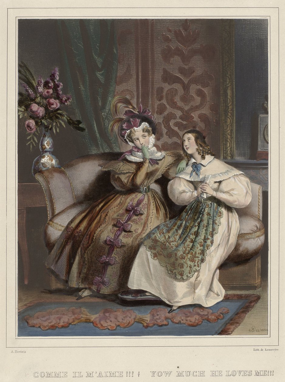 As mulheres. Galeria da moda, ca. 1830: Como ele me ama!!! (...) de Joseph Rose Lemercier