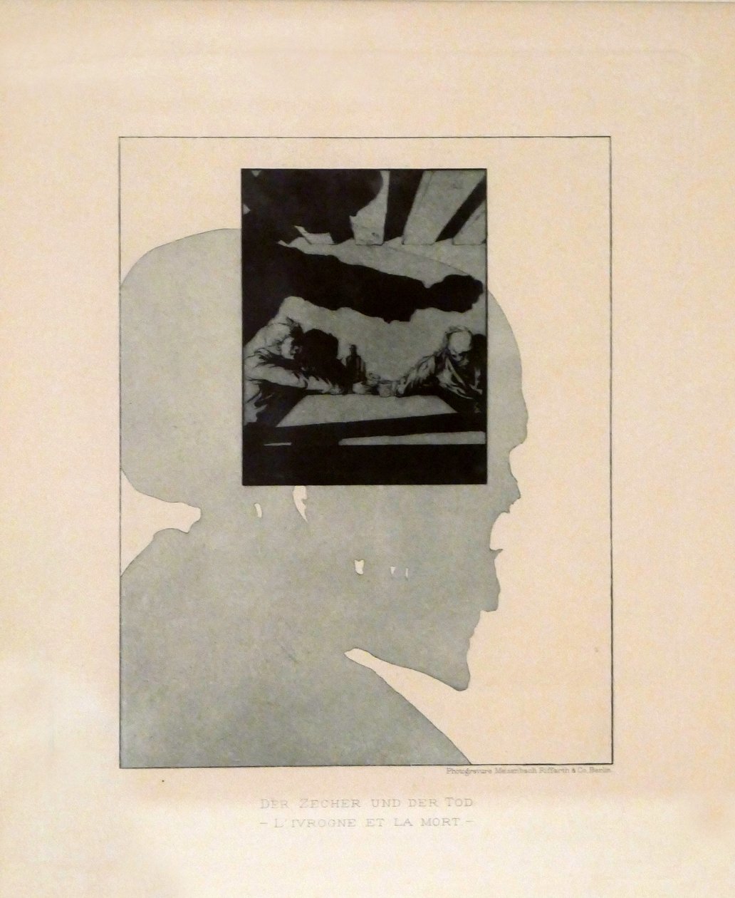 Der Zecher und der Tod (L&39;ivrogne et la Mort), de la série Ein moderner Totentanz (Une danse macabre moderne). de Joseph Sattler