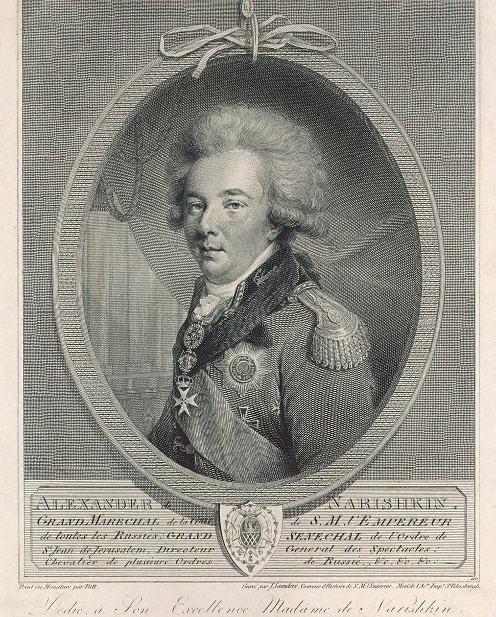 Retrato do Conde Alexander Lvovich Naryshkin 1760-1826, 1801 de Joseph Saunders