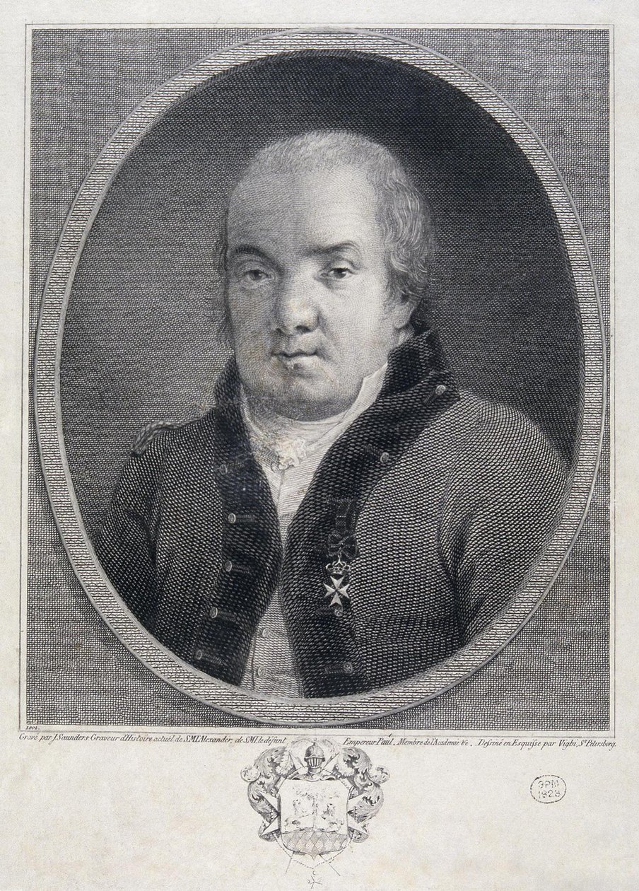 Retrato do arquiteto Giacomo Quarenghi 1744-1817, final do século XVIII. de Joseph Saunders