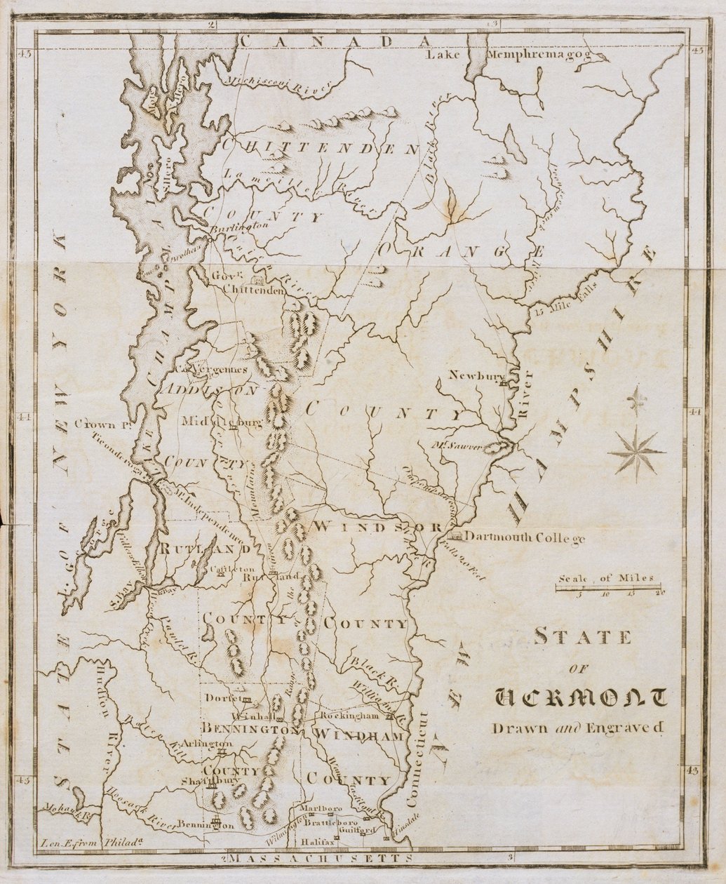 Mapa do Estado de Vermont de Joseph Scott