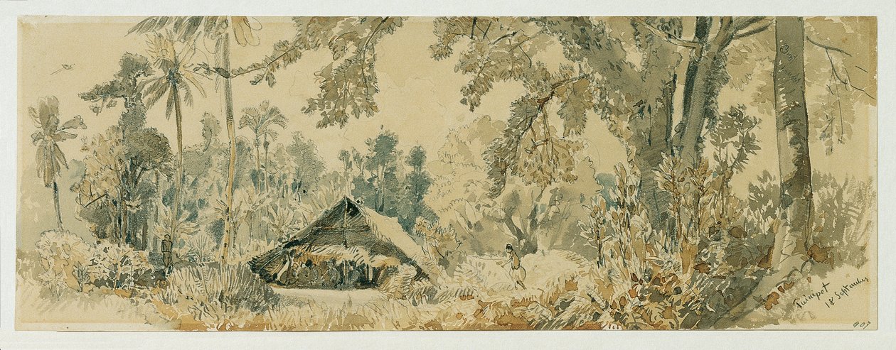 Cabana nativa na ilha Puinipet (Ponape), Ilhas Carolinas de Joseph Selleny