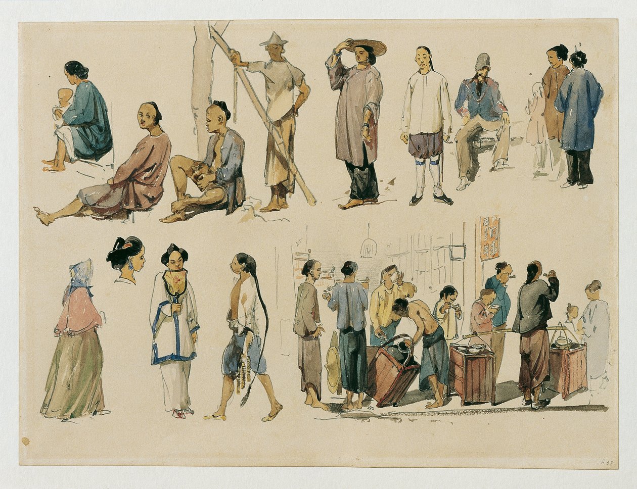 Estudos de figuras do chinês de Joseph Selleny