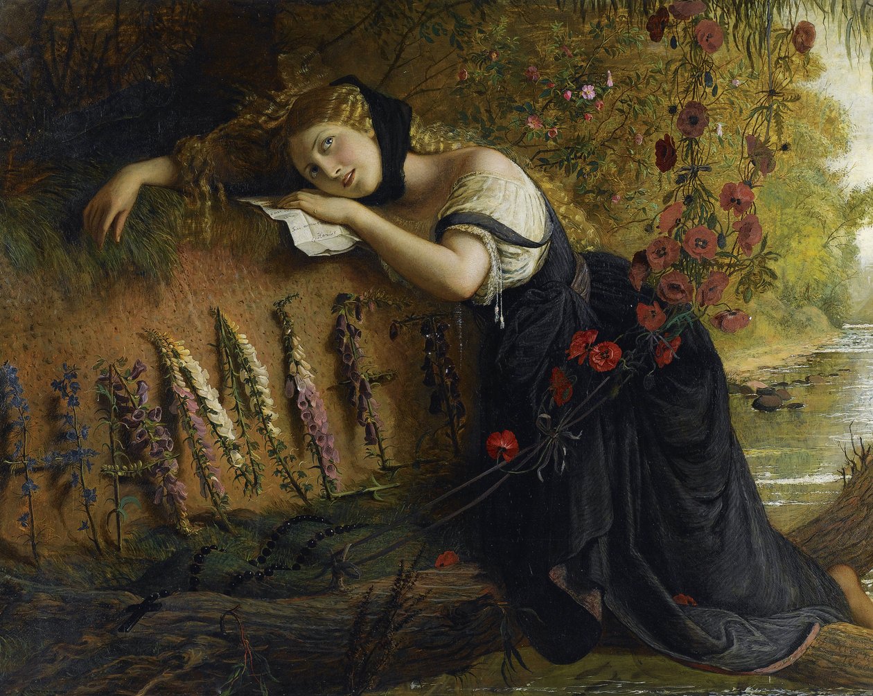 Ophelie - Ophelia par Severn, Joseph (1793-1879). Óleo sobre tela, tamanho : 103x142,5 de Joseph Severn