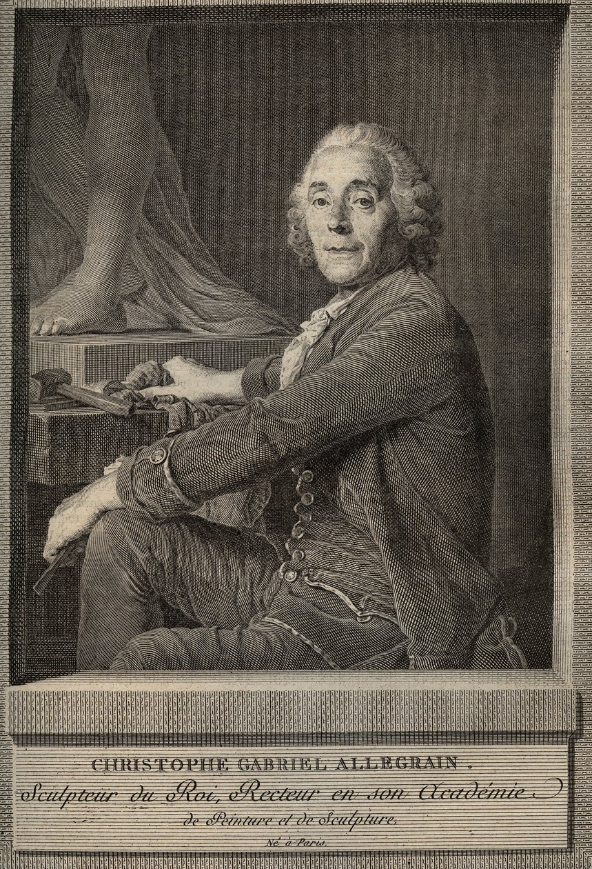 Retrato de Christophe-Gabriel (Christophe Gabriel) Allegrain (1710-1795) Escultor francês - gravura após a pintura de Joseph-Siffrein Duplessis de Joseph Siffred (after) Duplessis