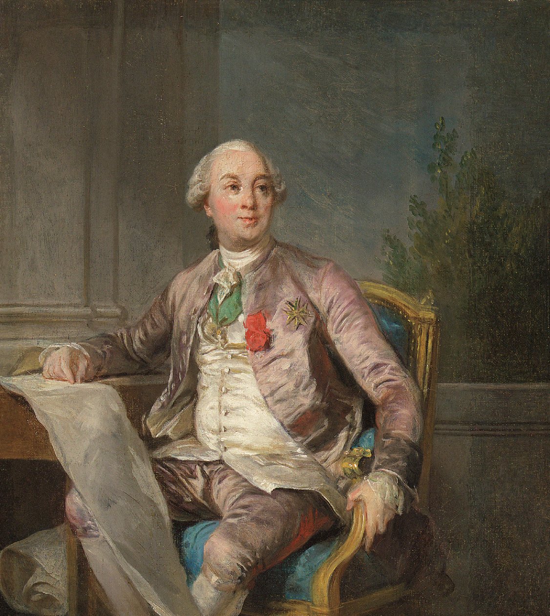 Estudo de um retrato de Charles-Claude de Flahaut de la Billarderie, conde de Angiviller (1730-1809) (óleo sobre tela) de Joseph Siffred (attr.to) Duplessis