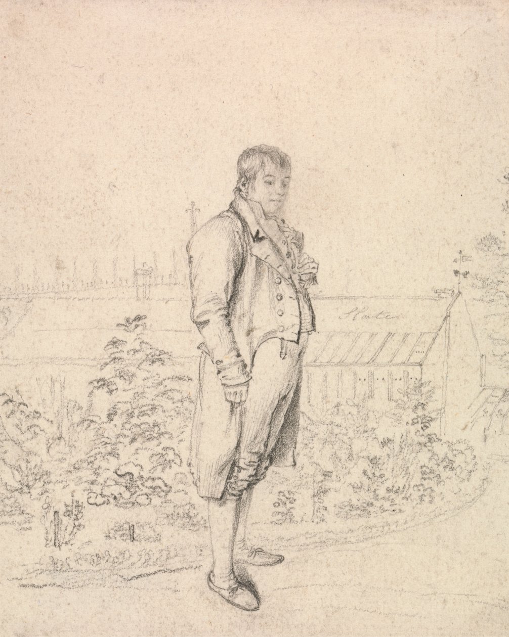 Um esboço de Sir Walter Scott num Jardim de Joseph Slater