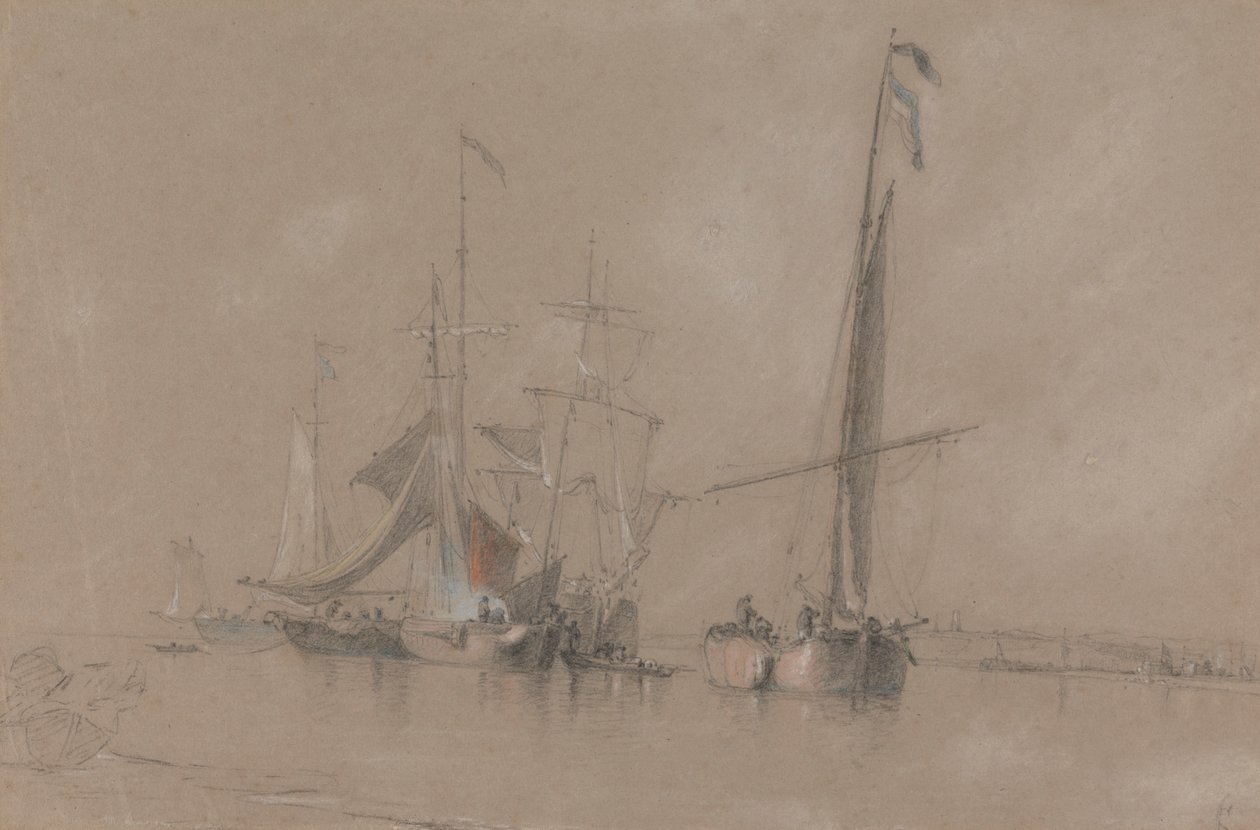 Navegação ao largo da costa perto de Corton de Joseph Stannard