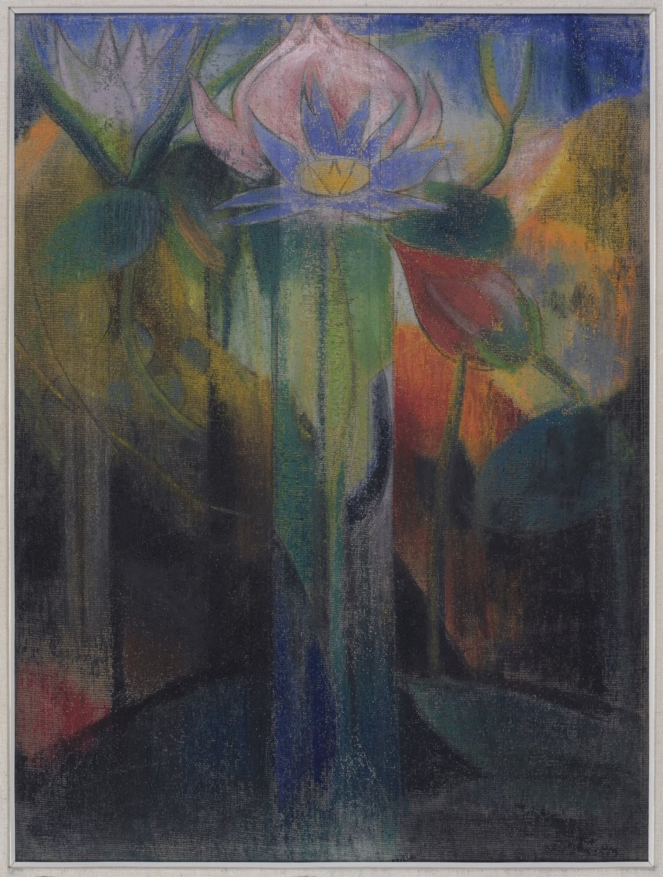 Jungle Foliage, c.1918-9 (pastel em papel coberto com gaze) de Joseph Stella