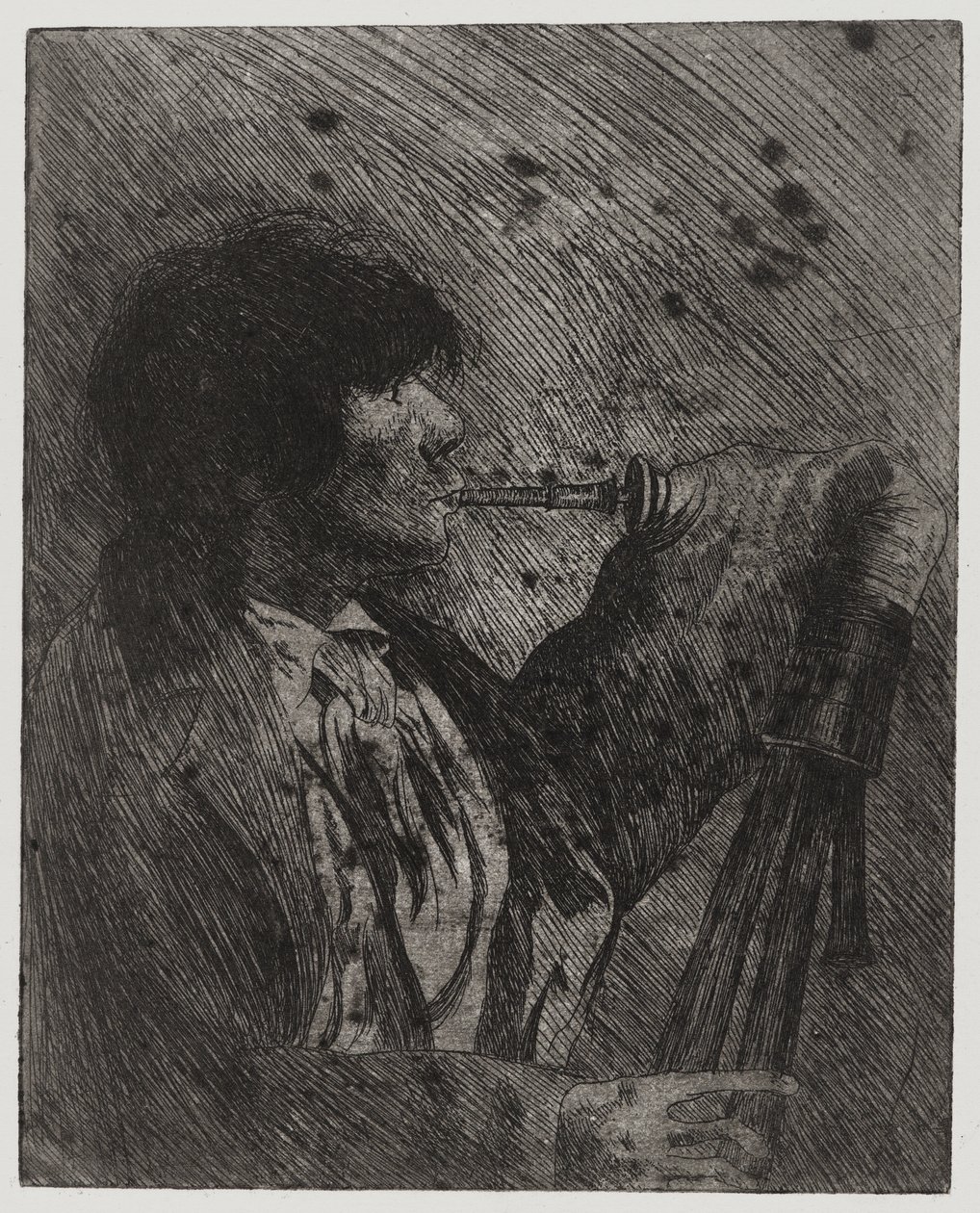 Man Playing Bagpipes, , impresso por Sigmund Abeles e Edmond Casarella de Joseph Stella