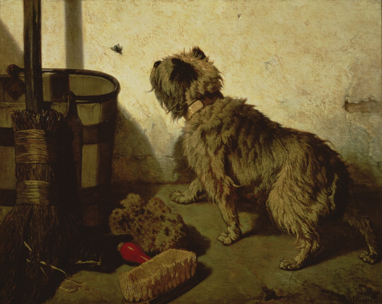 O cão e a mosca, 1856 de Joseph Stevens