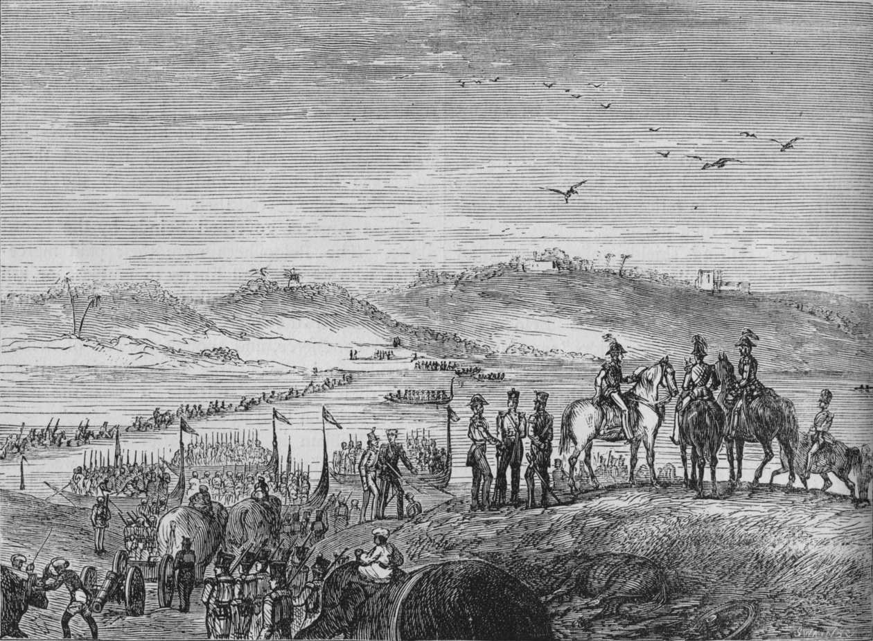 O exército britânico atravessando o Sutlej, c1880 de Joseph Swain