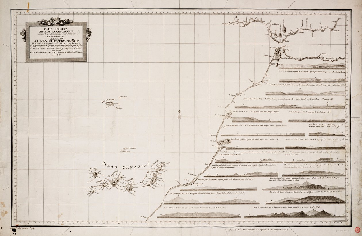 Mapa da costa ocidental de África e das ilhas Canárias de Joseph Varelay Ulloa
