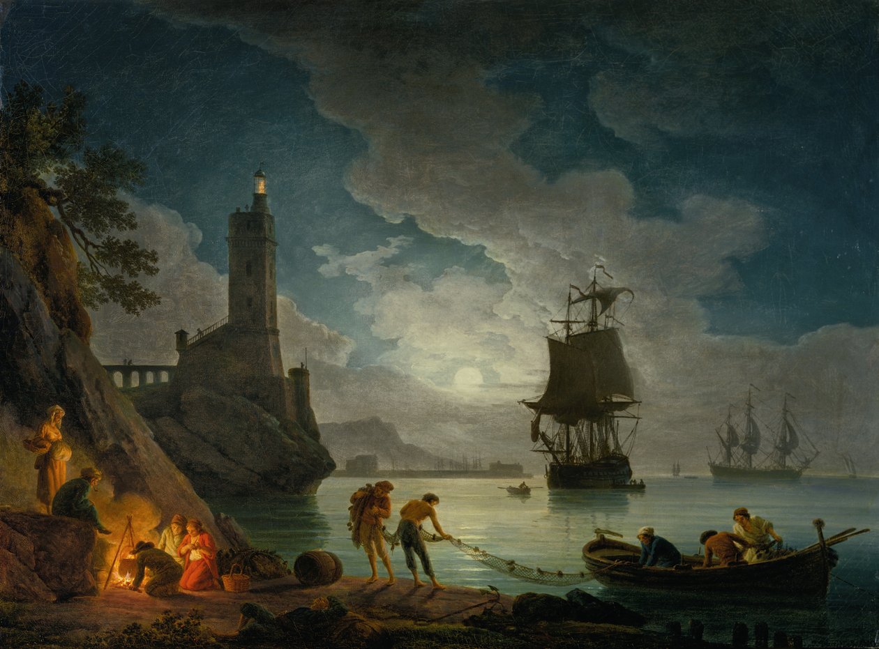 Um porto ao luar de Claude Joseph Vernet