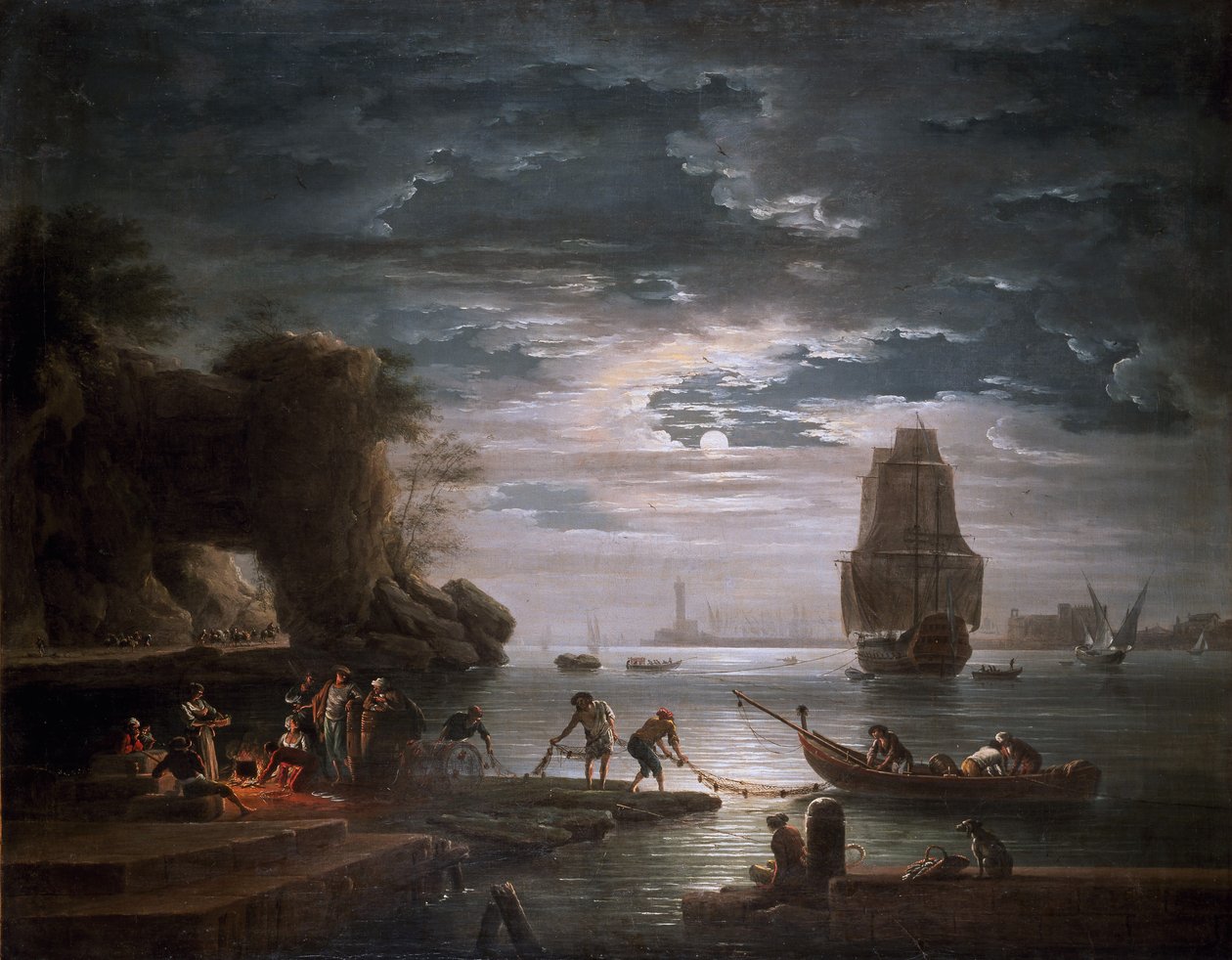 Cena costeira (a noite) de Claude Joseph Vernet