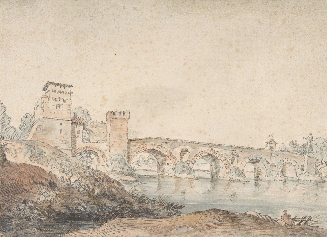 Ponte Molle, Roma, século XVIII. de Joseph Vernet.