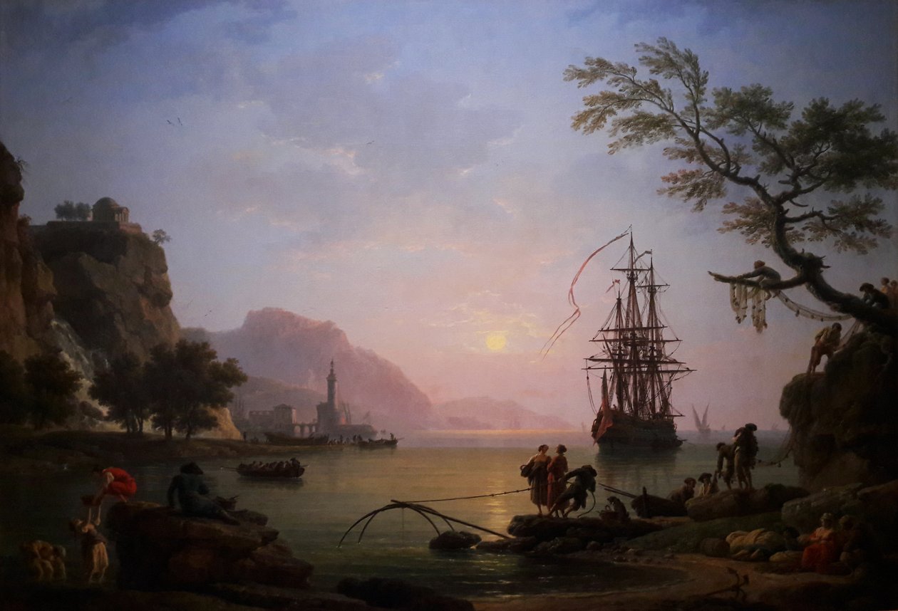 Vista de um porto pela manhã (manhã) de Claude Joseph Vernet