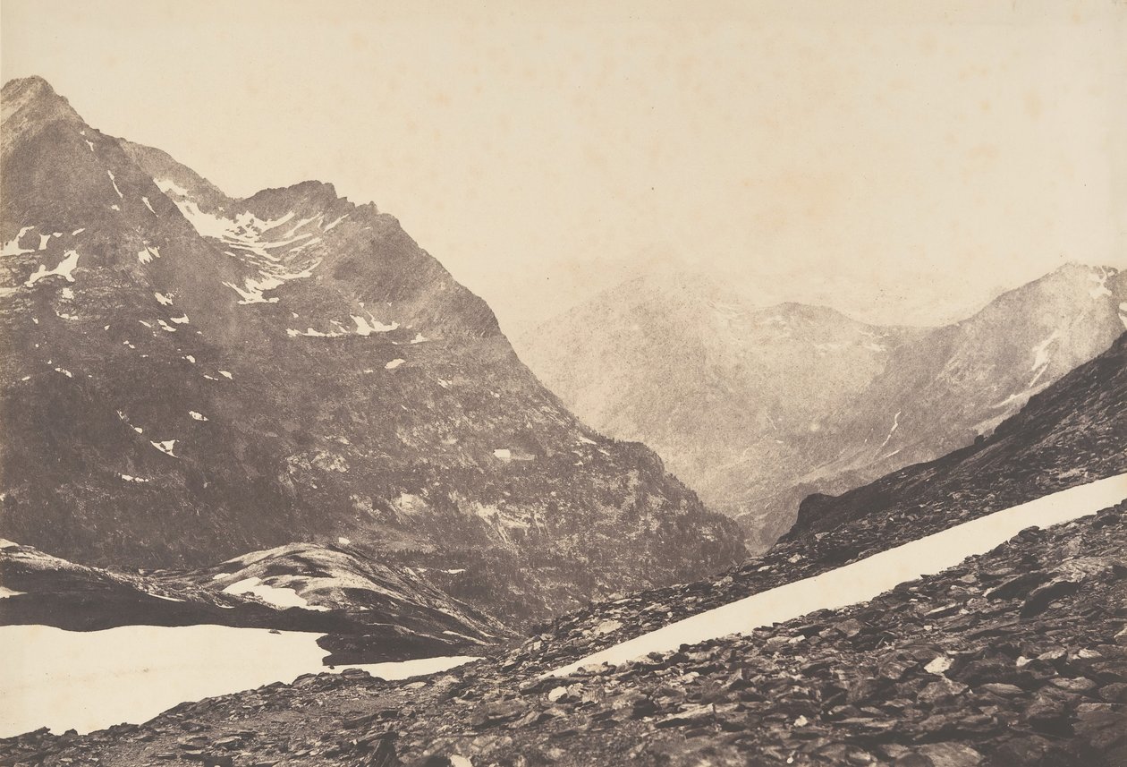 Vista de parte da Maladetta e das montanhas do alto do porto de Vénasque, 1853. de Joseph Vigier