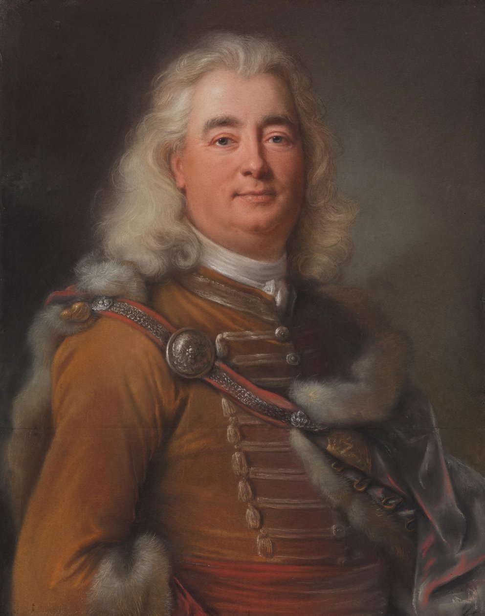Retrato de um homem com uniforme de hussardo, talvez Ladislaus Kökényesdi von Vetes (cerca de 1680-1756) de Joseph Vivien