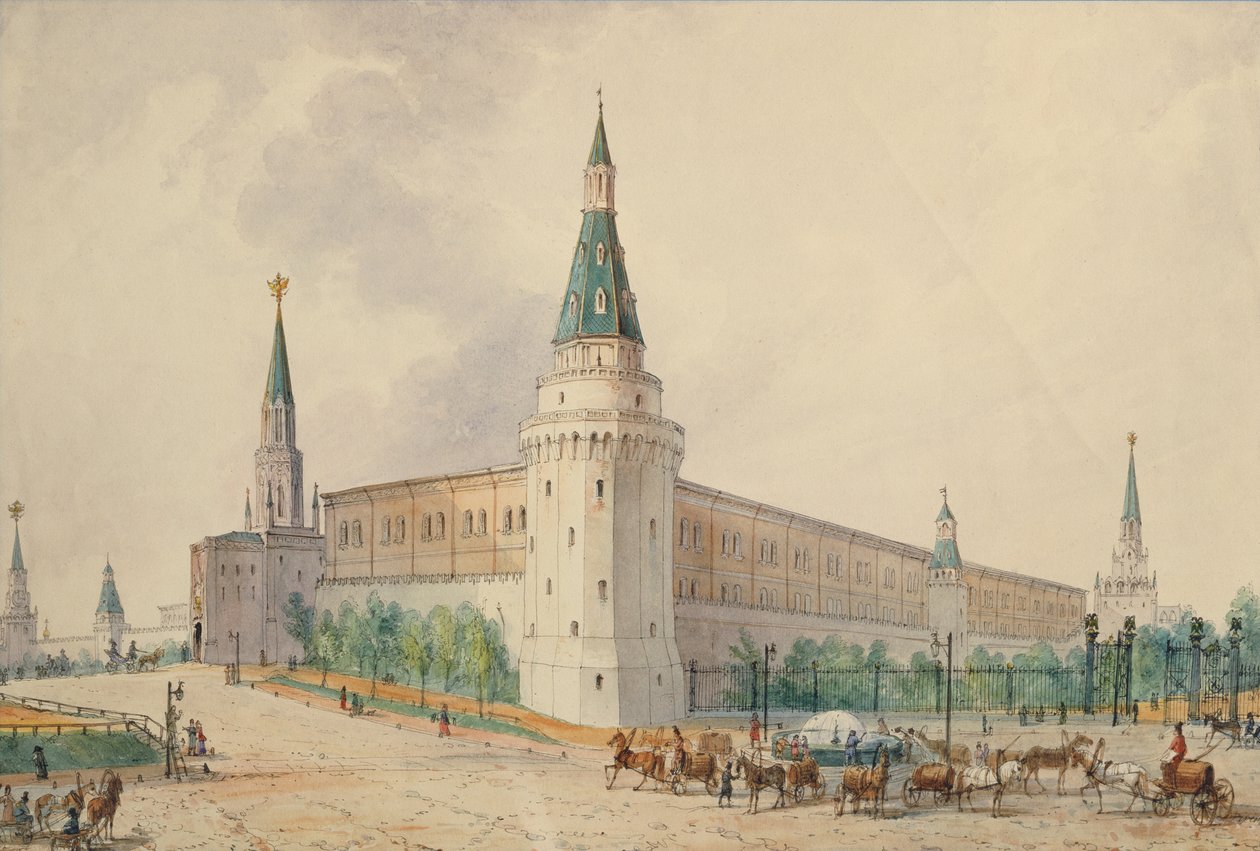 A Praça da Ressurreição e o Alexander Garden em Moscou de Joseph Vivien