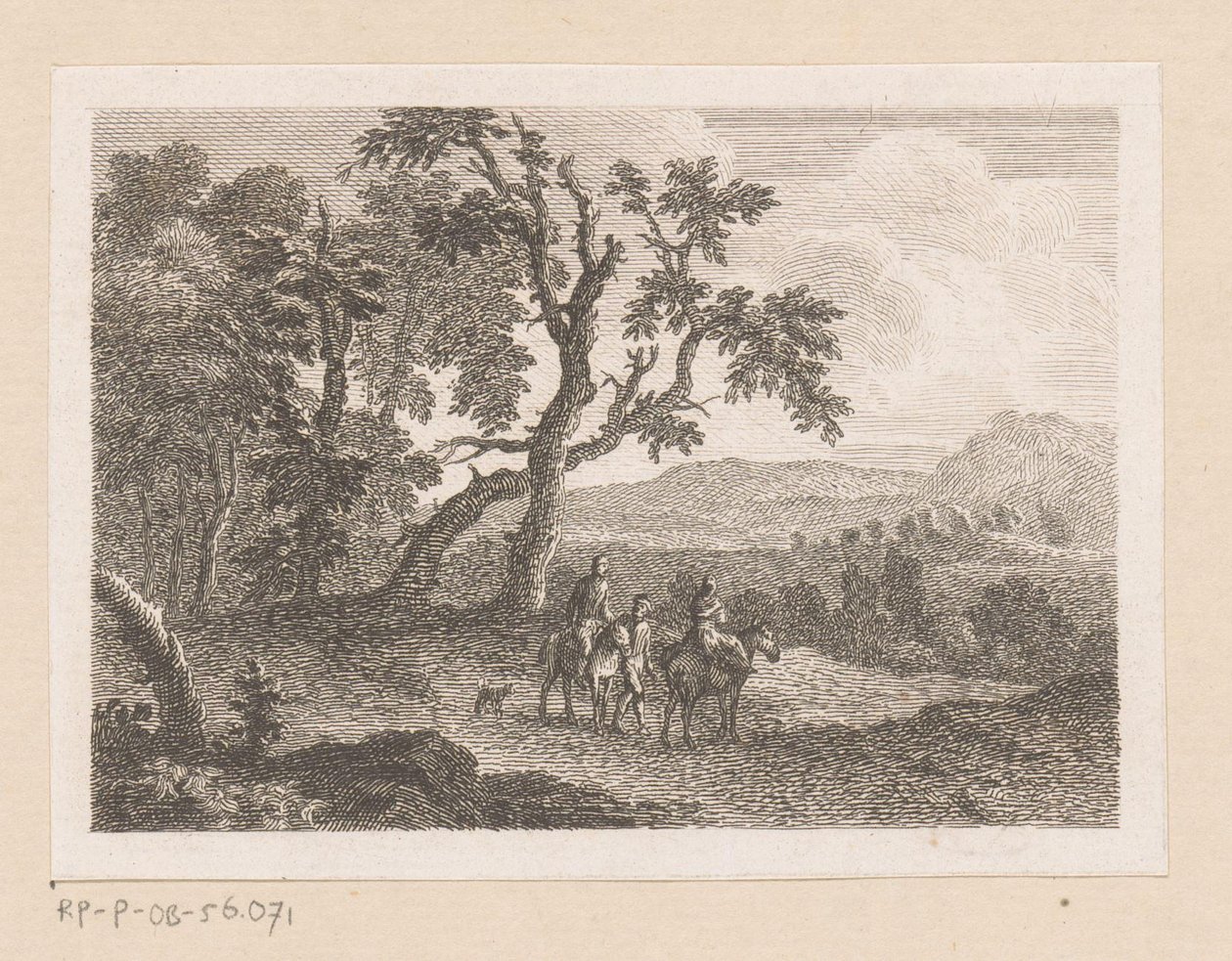 Paisagem com dois cavaleiros e um homem a pé de Joseph Wagner (possibly)