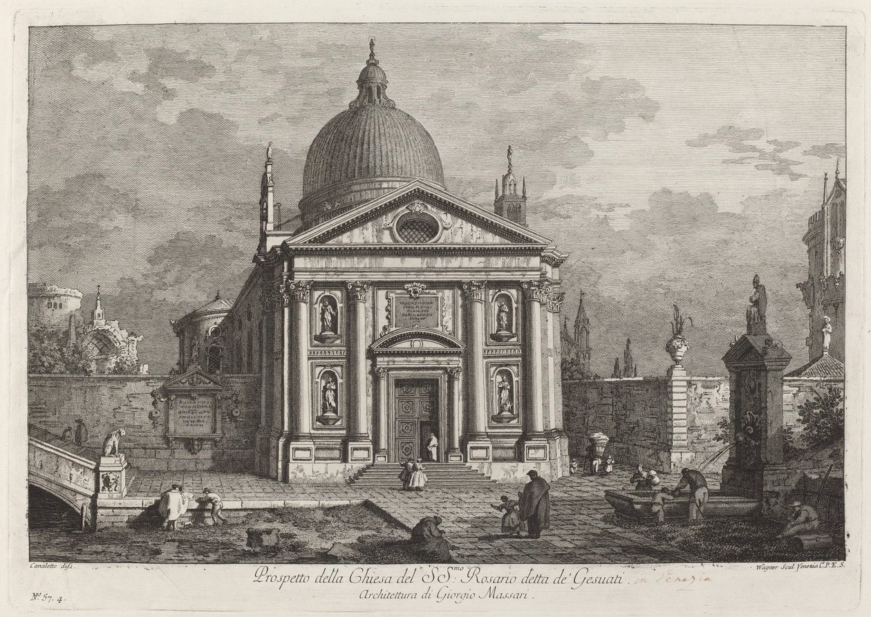 Prospecto da Igreja de SS. Rosário conhecido como Gesuati, 1742. de Joseph Wagner