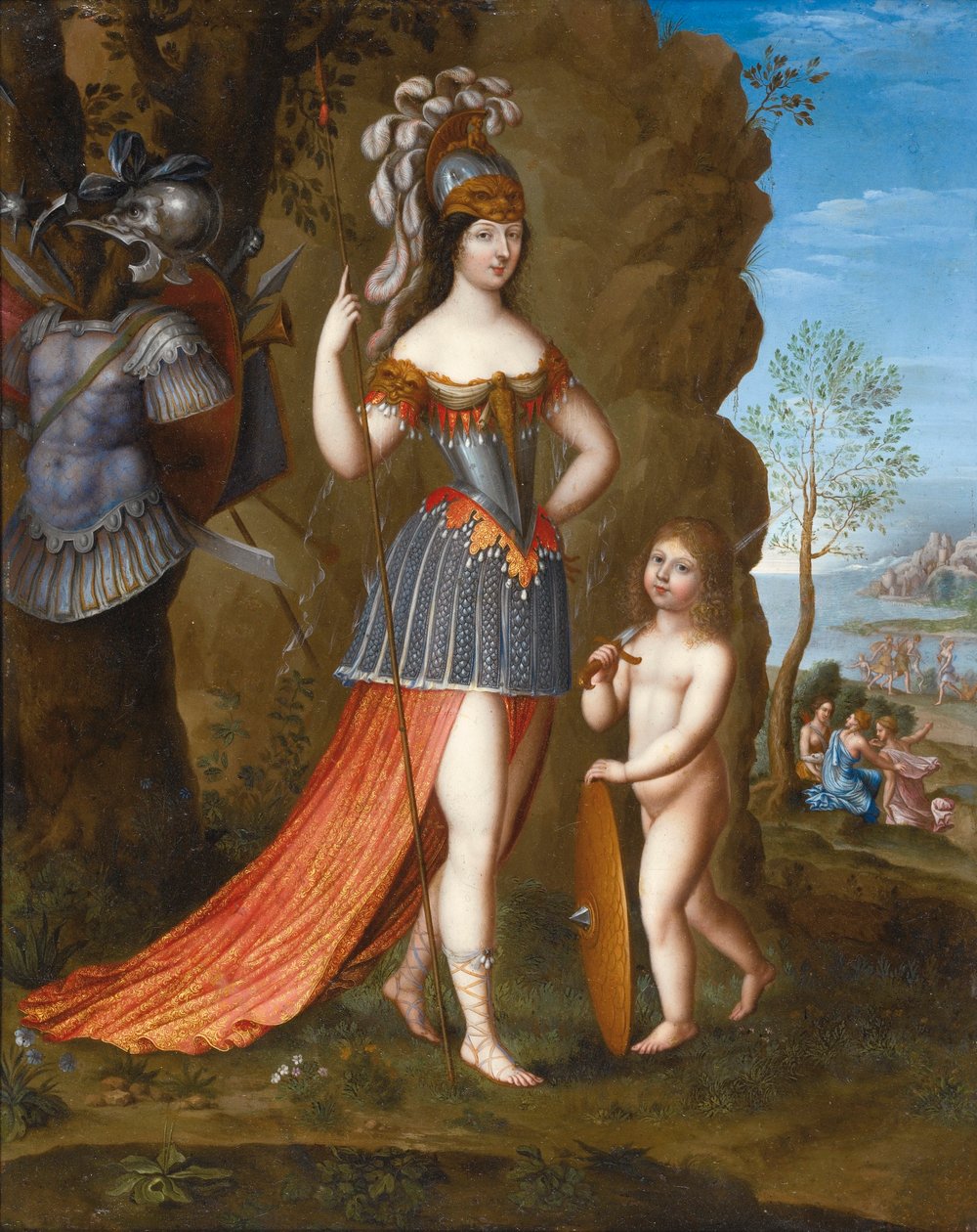 Francês:  Portrait de femme en Minerve Retrato de uma senhora como Minerva de Joseph Werner the Younger