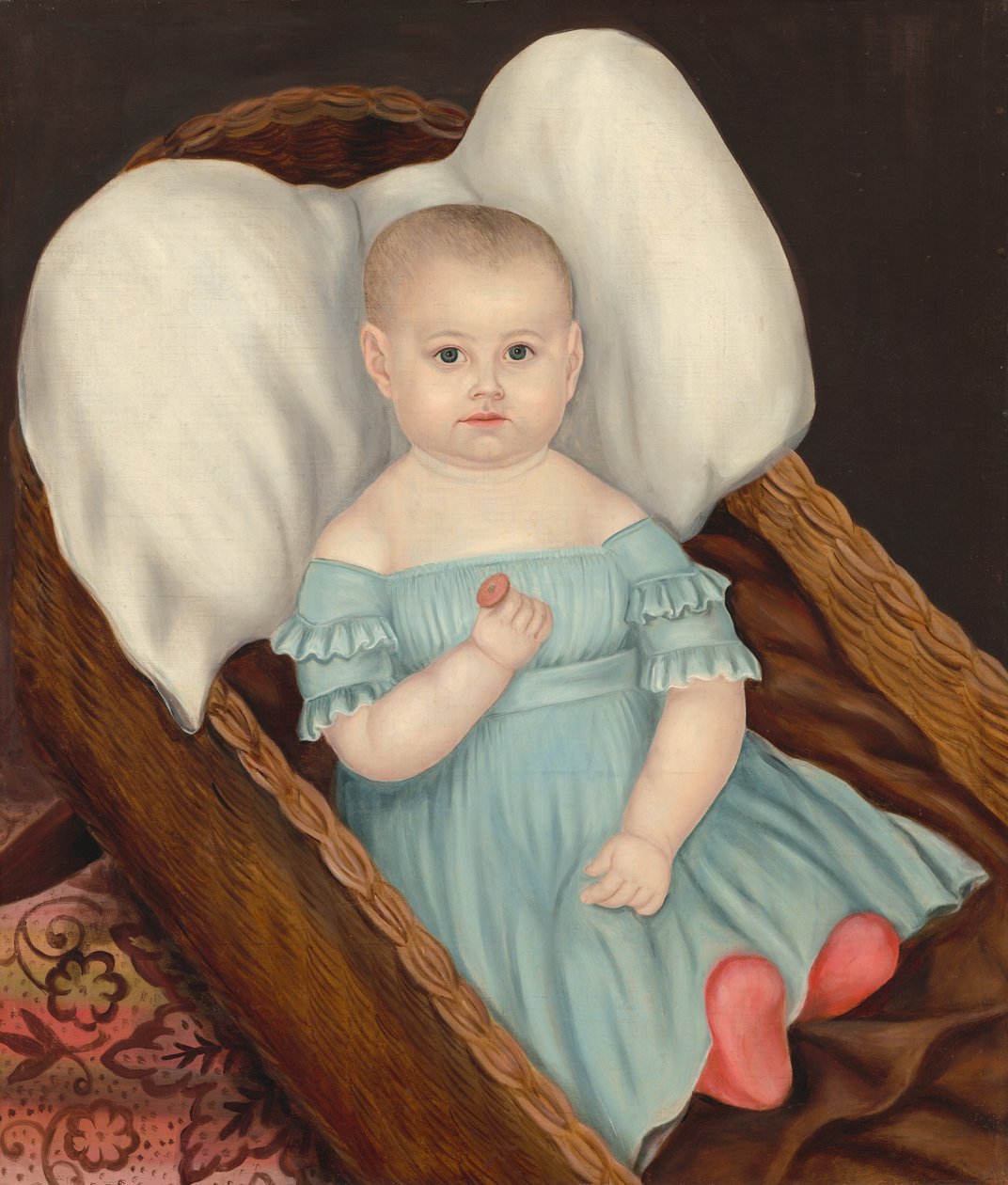 Bebê na cesta de vime de Joseph Whiting Stock