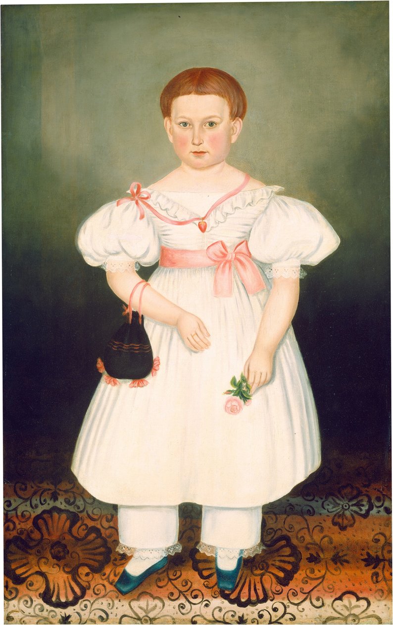 Garota com retícula e rosa de Joseph Whiting Stock