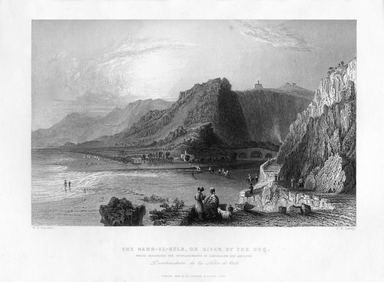 O rio Nahr-El-Kelb Dog, Líbano, 1841. de Joseph Wilson Lowry