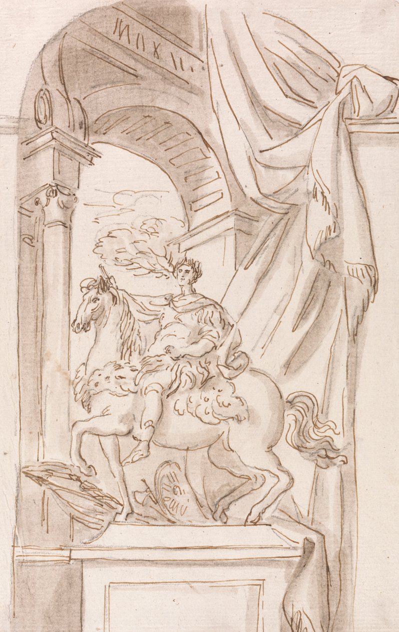 Um Estudo da Estátua de Carlos Magno de Agostino Cornacchini, Basílica de São Pedro, Roma de Joseph Wilton
