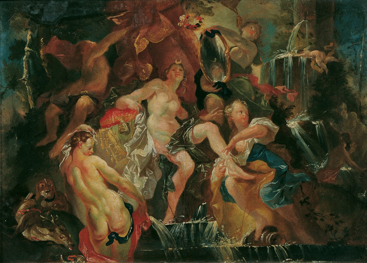 O Banho de Diana (Reverso: A Educação do Menino Baco) de Joseph Winterhalder d. J.