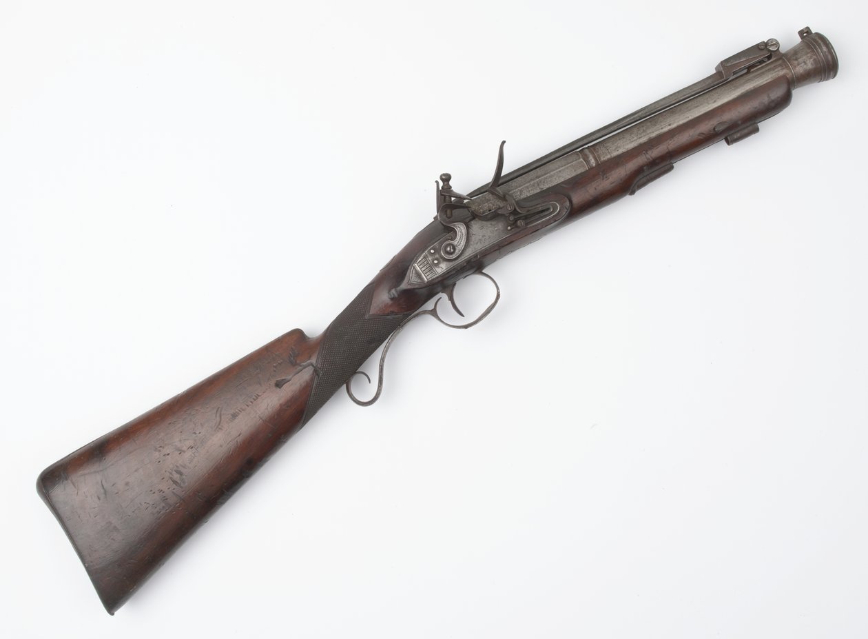 Blunderbuss com baioneta de primavera emitida para Voluntários Irlandeses, c.c.1815 (blunderbuss, flintlock) de Joseph Wood