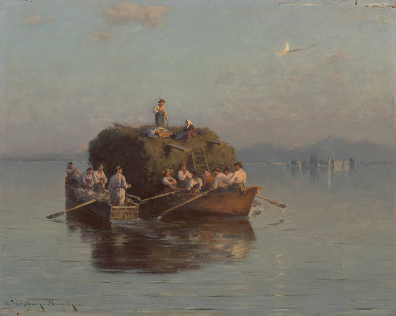 Barco de feno no Chiemsee de Joseph Wopfner
