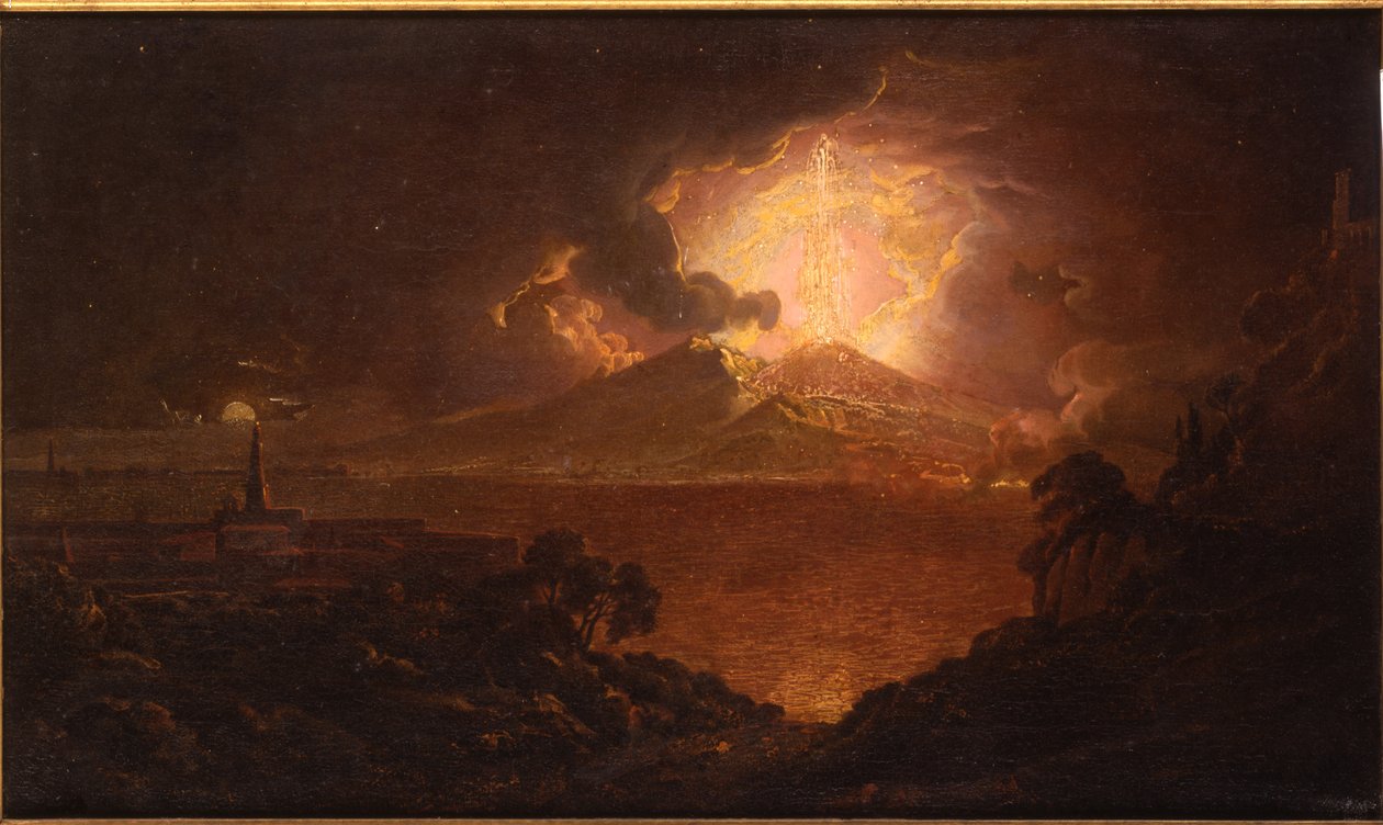 Vista do Vesúvio em erupção à noite de Joseph Wright of Derby