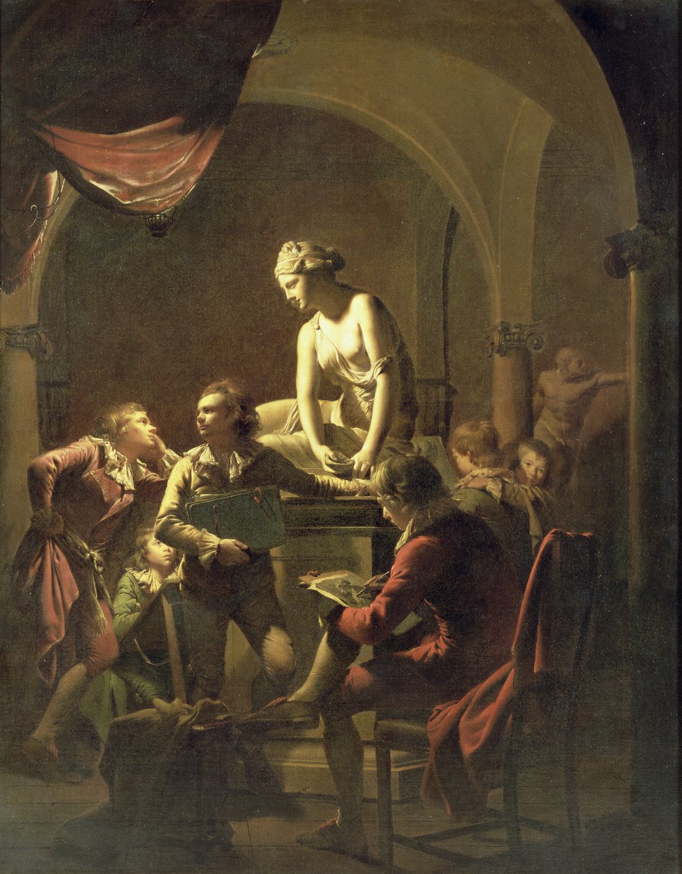 An Academy by Lamplight, c.1768-69 (óleo sobre tela) de Joseph Wright of Derby
