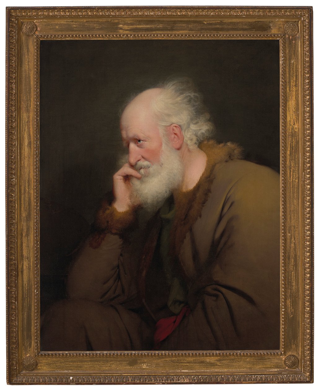 Um homem velho, de meia-idade, com um casaco de peles de Joseph Wright of Derby