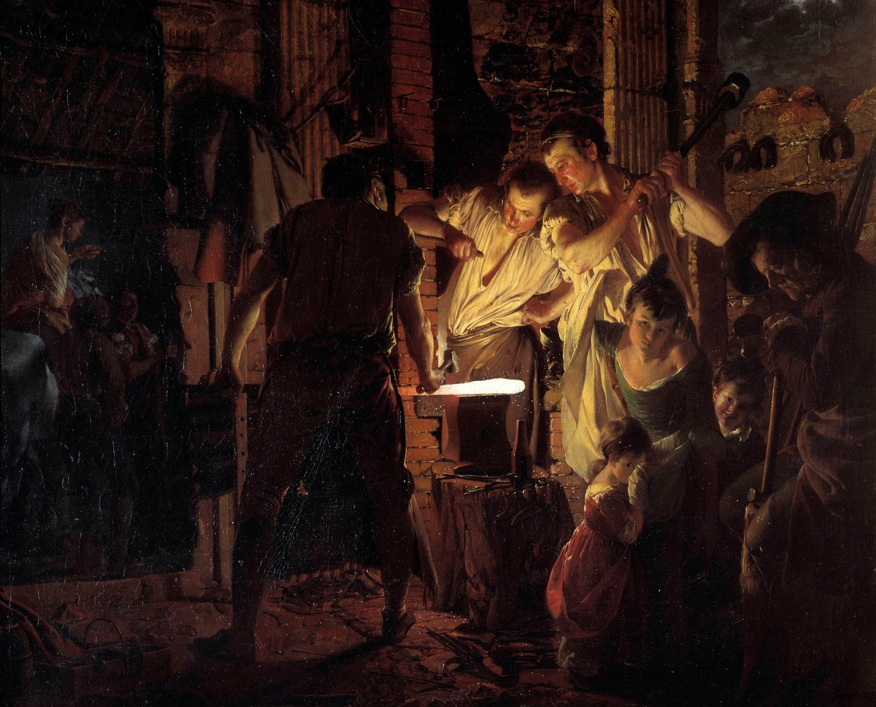 Atelier de marechal ferrant no século XVIII Pintura de Joseph Wright de Derby (1734-1797) 1771 Sol. 0,99x1,25 m Derby, Museu Derby de Joseph Wright of Derby