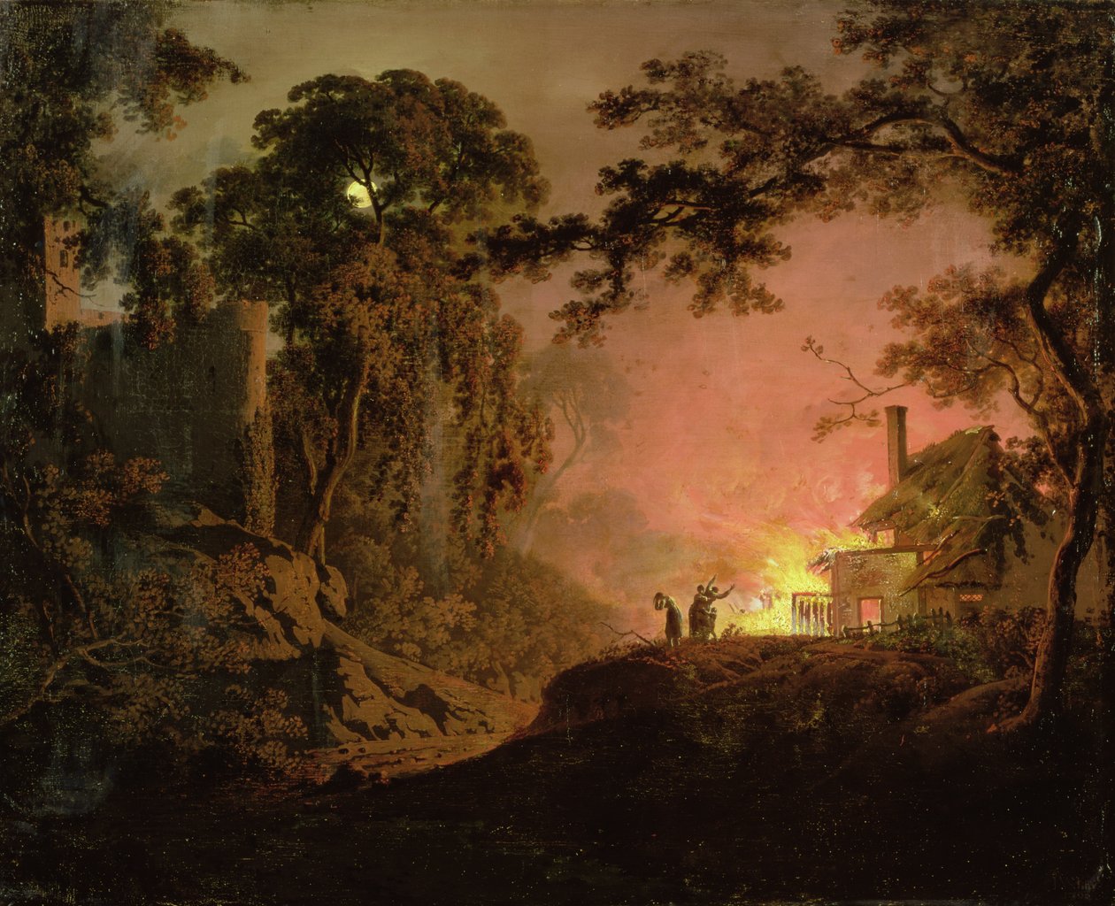 Cottage On Fire de Joseph Wright of Derby
