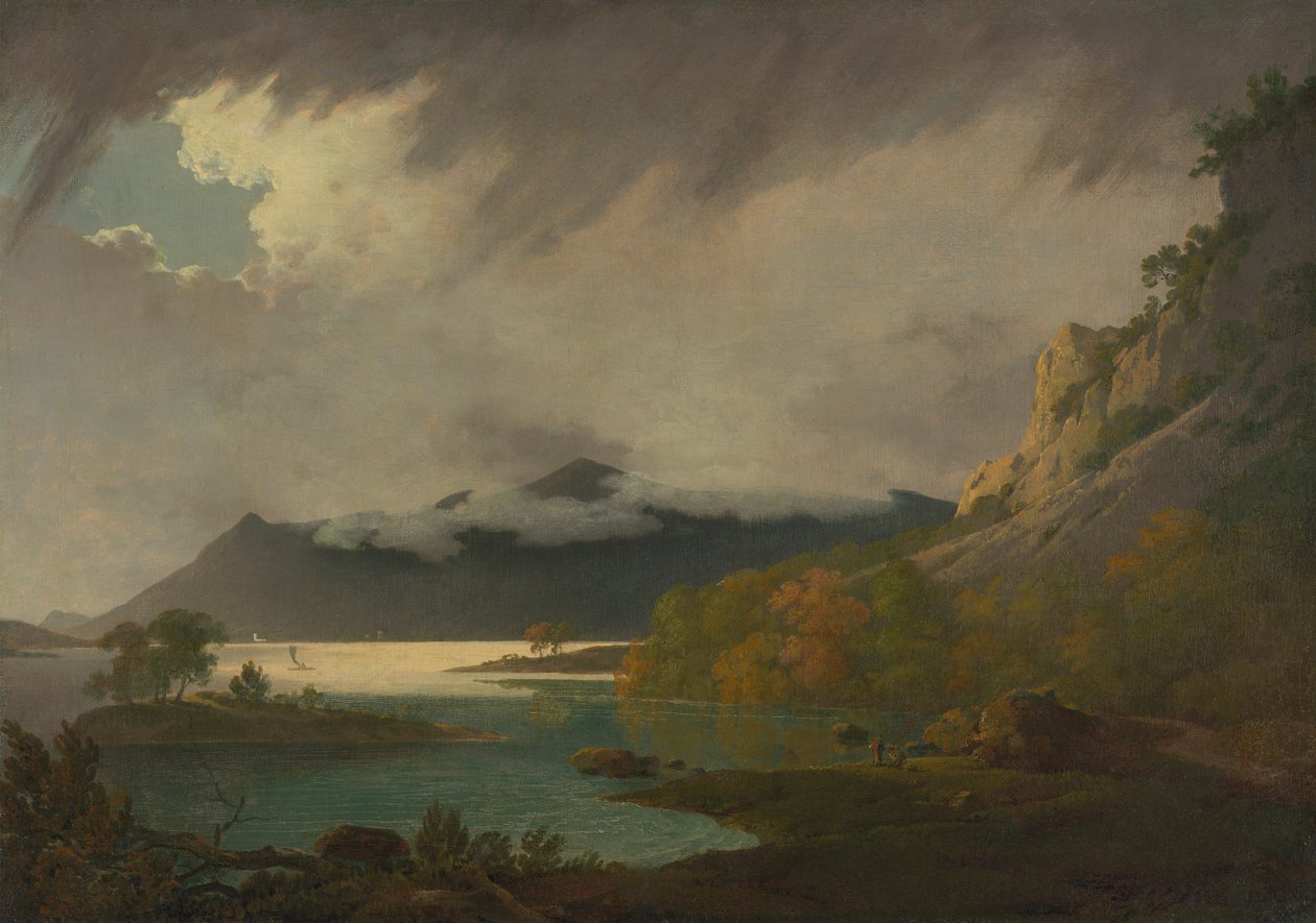 Derwent Water, com Skiddaw na distância de Joseph Wright of Derby