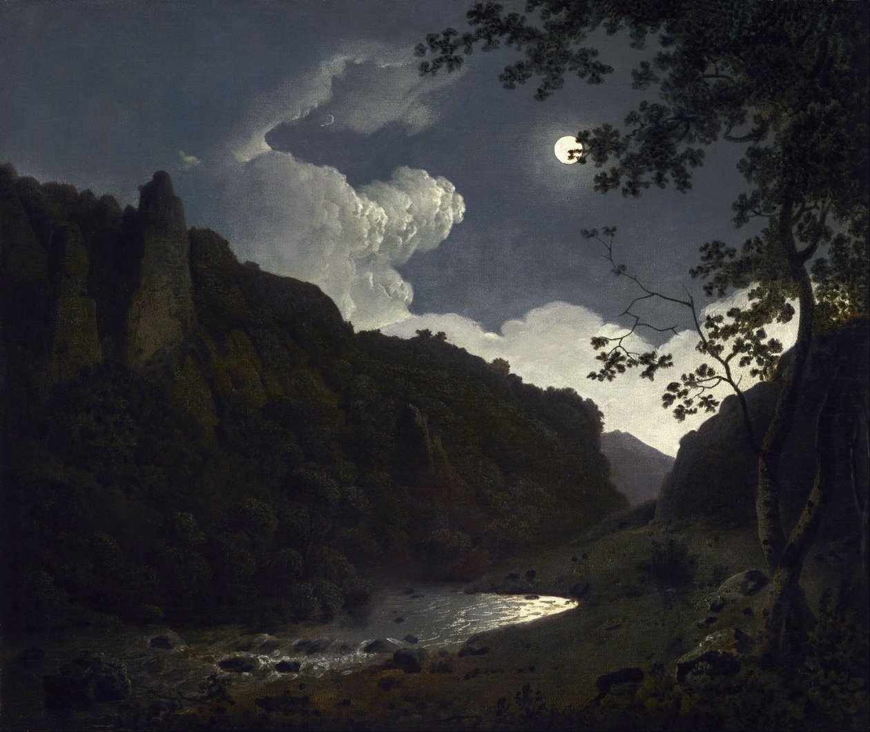 Dovedale ao luar de Joseph Wright of Derby