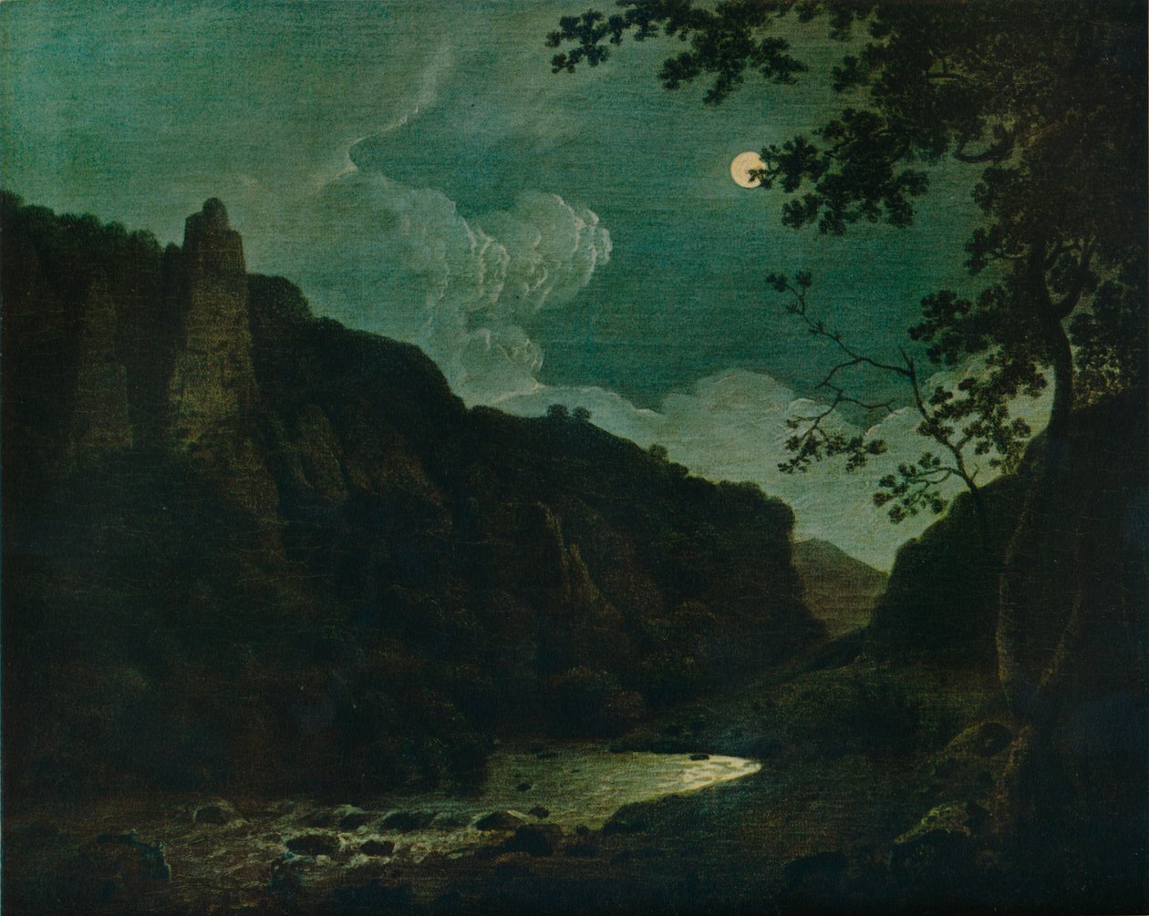 Dovedale pelo luar, 1784 de Joseph Wright of Derby