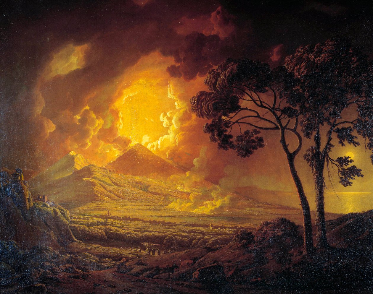 Erupção da Vesúvia com a cabeça da porta de São Janeiro em procissão Pintura de Joseph Wright de Derby (1734-1797) Século XVIII Moscovo, Museu Pushkin de Joseph Wright of Derby